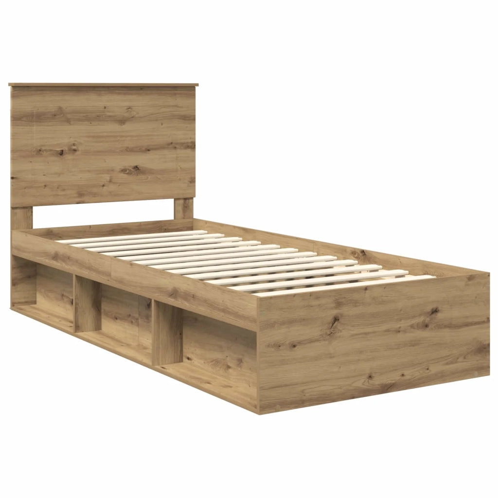 Letto singolo | Letto per adulti | Struttura del letto con testiera Rovere Artigianale 90 x 200 cm