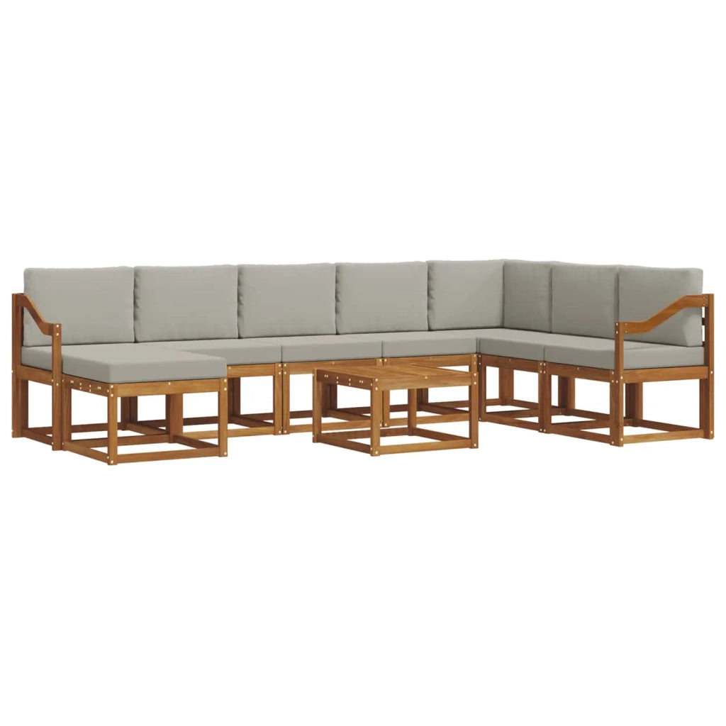 Set di divani da esterno 9 pcs Grigio Naturale e Chiaro 3366864