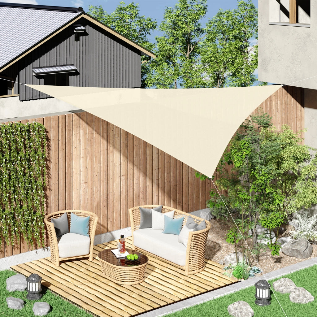 Tenda parasole triangolare ¨C Xylo ¨C 4x4x4 m tessuto anti-UV impermeabile beige per esterno giardino
