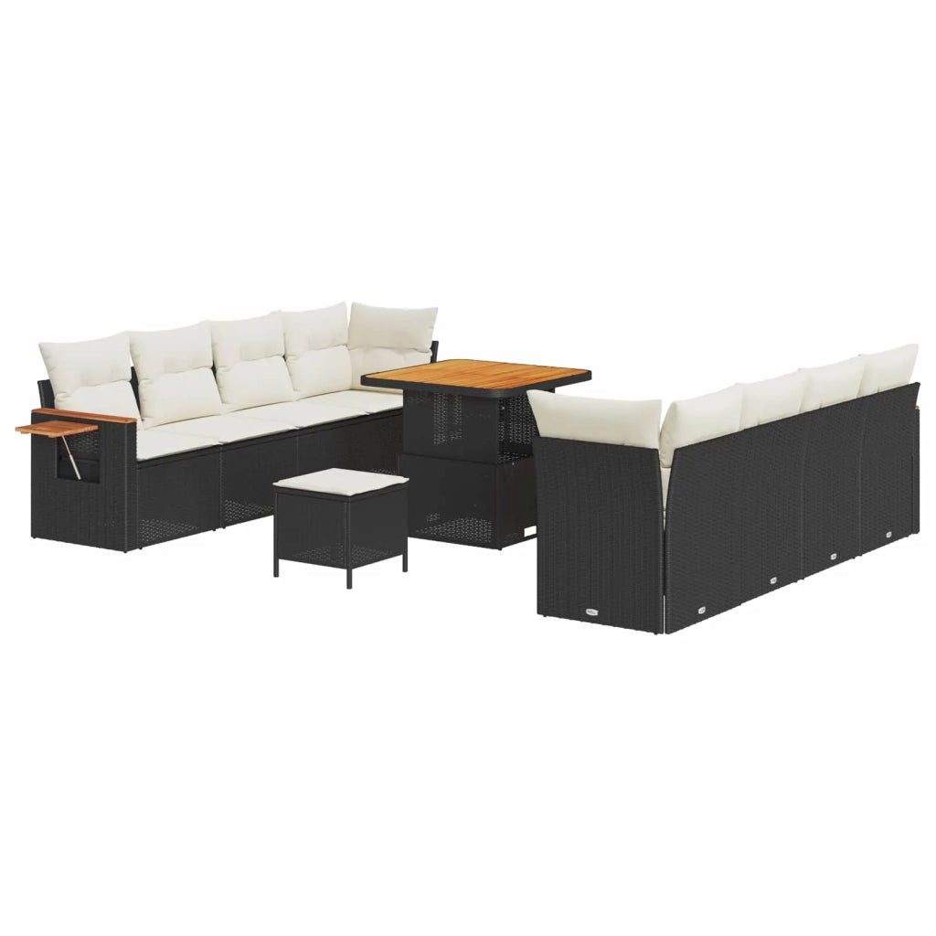 Set Divano da Giardino 11 pcs Nero polyrattan 3363015