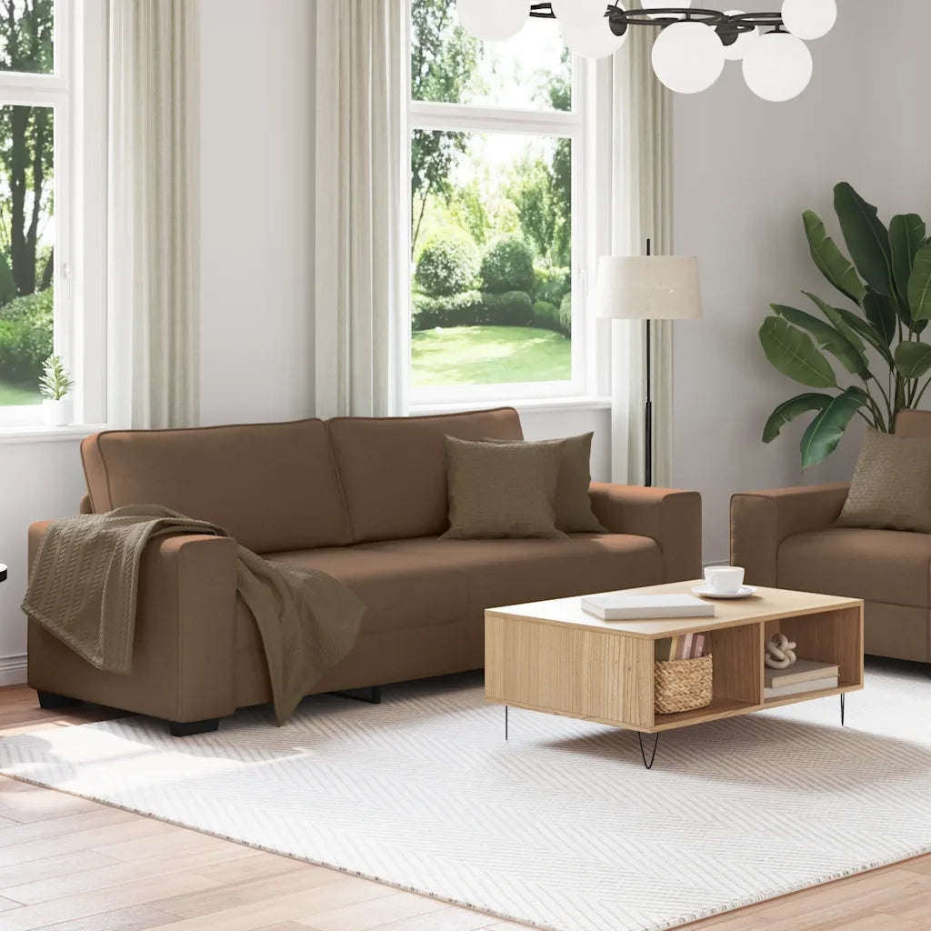 Set di Divani 2 pz con Cuscini Marrone in Tessuto 3324735