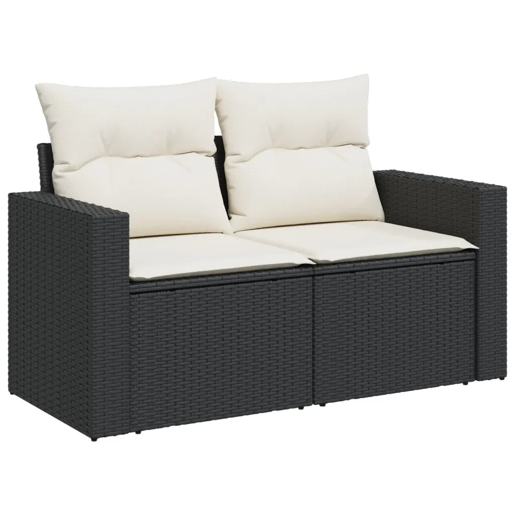 Set Divani da Giardino 11 pz con Cuscini in Polyrattan Nero 3256644