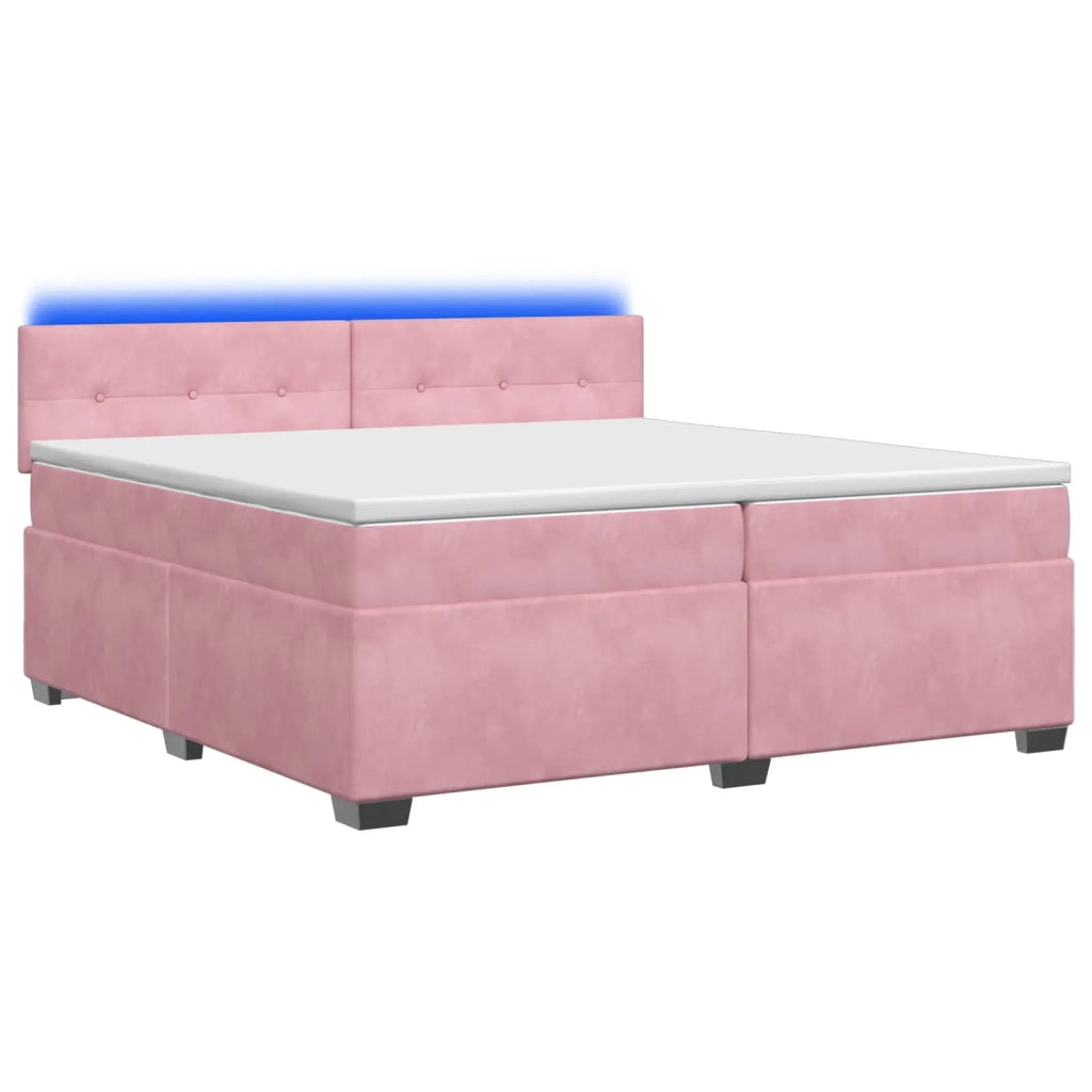 Letto con Box Spring, Materasso e LED Rosa 200 x 200 cm Velluto 3452251