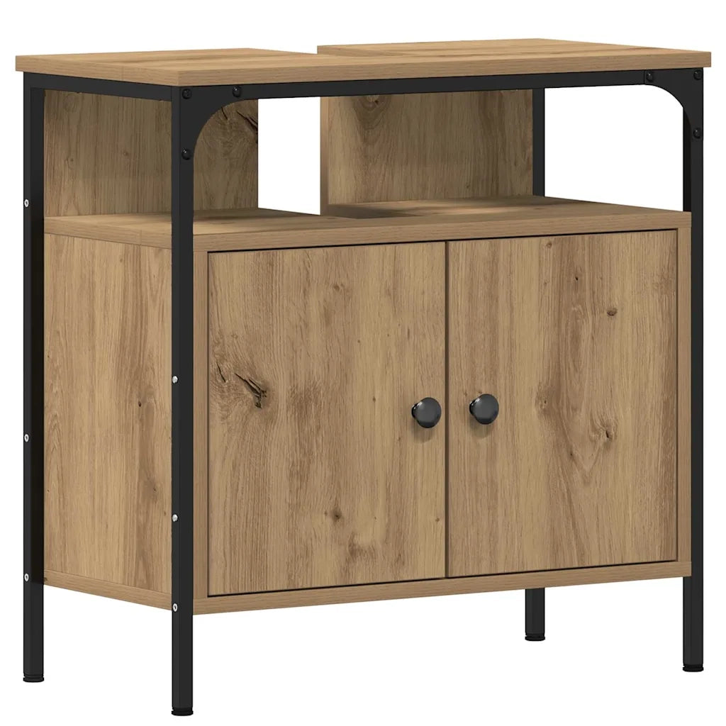 Set di mobili per il Bagno | Armadio da bagno con porta 4 pz rovere artigianale