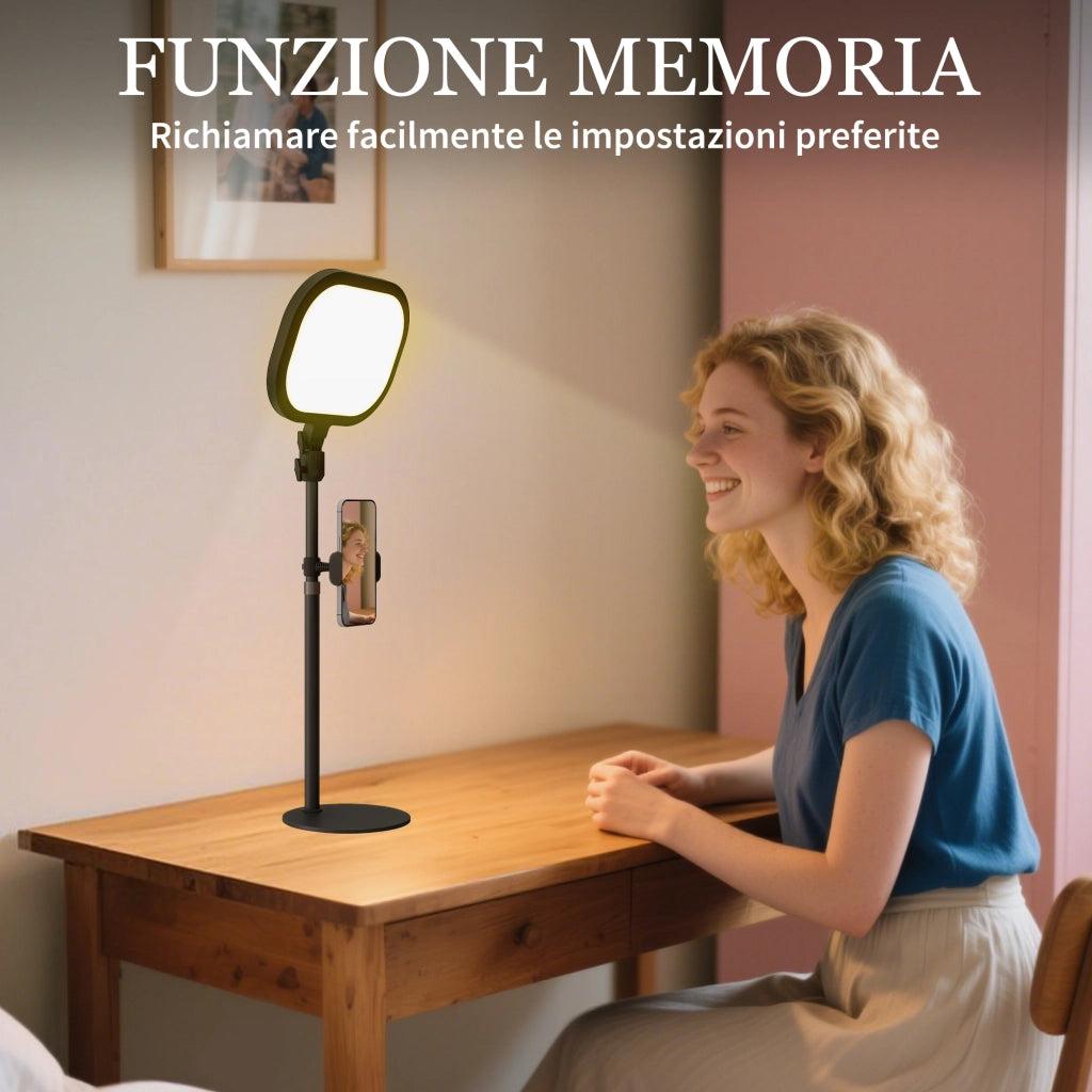 Lampada da Scrivania LED con 5 Colori di Luce e Supporto per Telefono Nero