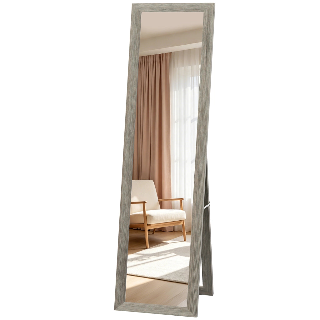 Specchio da Terra Rettangolare ¨C Xylo ¨C Cornice Legno Grigio 37x155cm