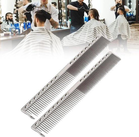 Kit di taglio professionale in acciaio inossidabile - 2 pezzi - denti densi/denti sottili - leggero - 20 x 2,8 cm - adatto a tutti i tipi di capelli - kit di taglio per capelli