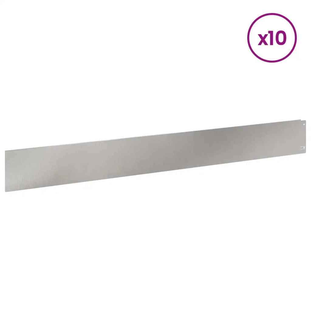 Bordura per Prato 10 pcs 100 x 12 cm Acciaio Argento 8008800