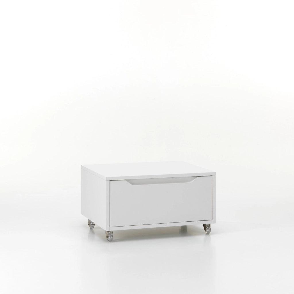 Cassettiera con Ruote 1 Cassetto 60x45x32 cm in Legno TFT Belsk Bianco Opaco