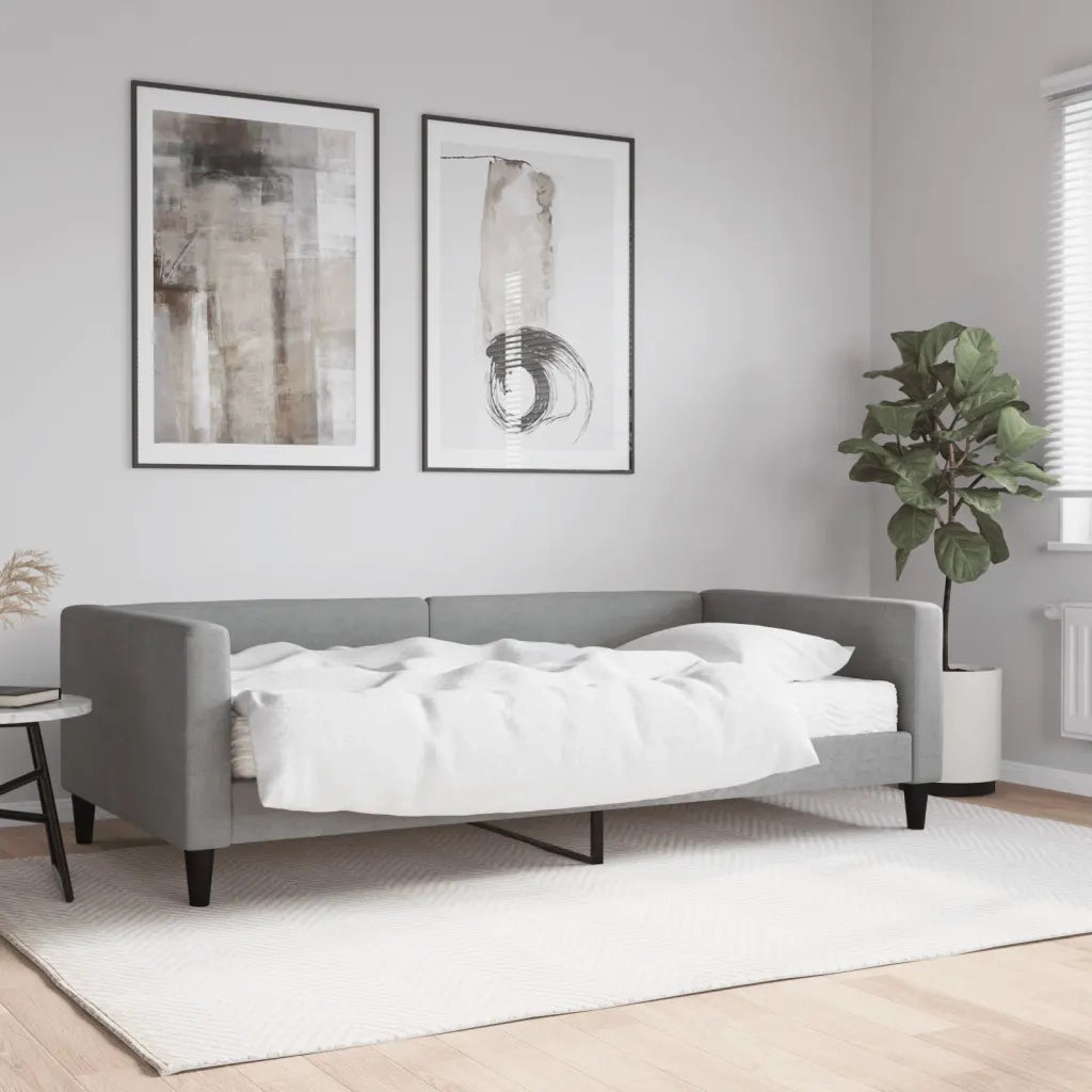 Divano Letto con Materasso Grigio Chiaro 100x200 cm in Tessuto 3196565