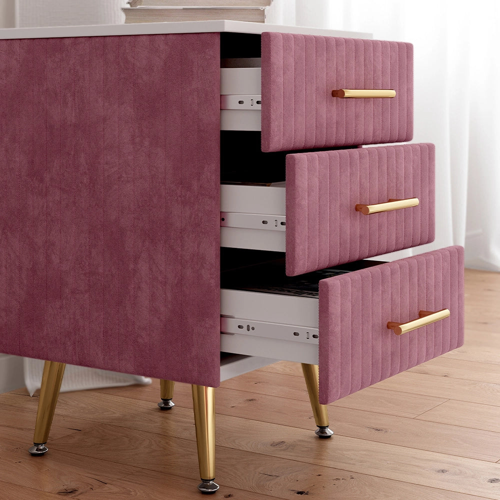Vicco Comodino rosa 41 x 62 cm con 3 cassetti