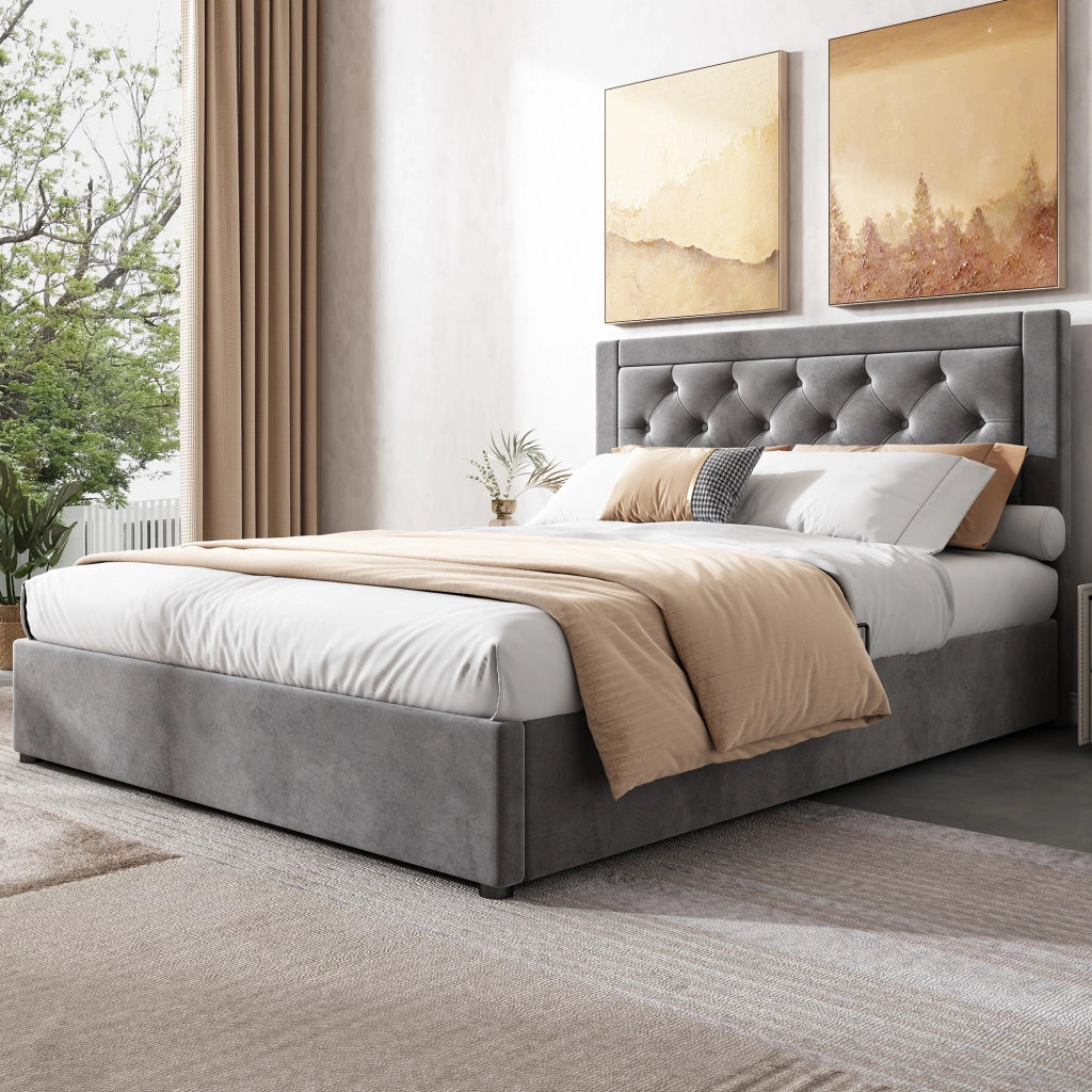 letto imbottito acciaio grigio 140 x 200 cm