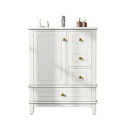 Mobile bagno con lavabo; 3 cassetti e 1 anta soft-close per bagno; in MDF e ceramica; bianco lucido; 61×47×86 cm