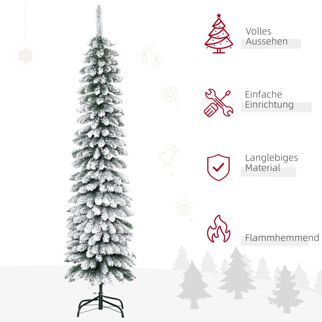 Albero di Natale Artificiale Innevato 180cm ¨C Xylo ¨C Verde/Bianco Ignifugo Slim