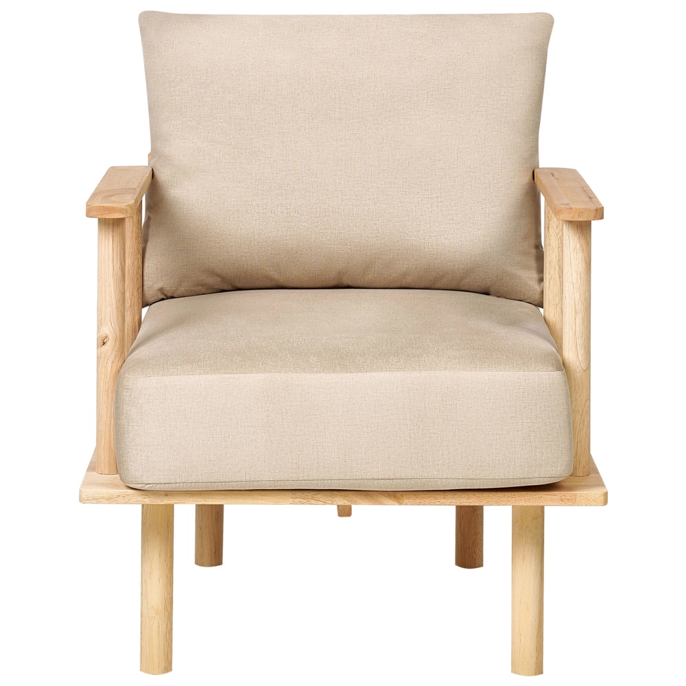Poltroncina Beige Rivestimento In Tessuto Poliestere Japandi Stile Minimalista