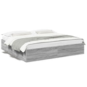 Letto matrimoniale | Letto per adulti | Giroletto Grigio Sonoma 200x200 cm in Legno Multistrato
