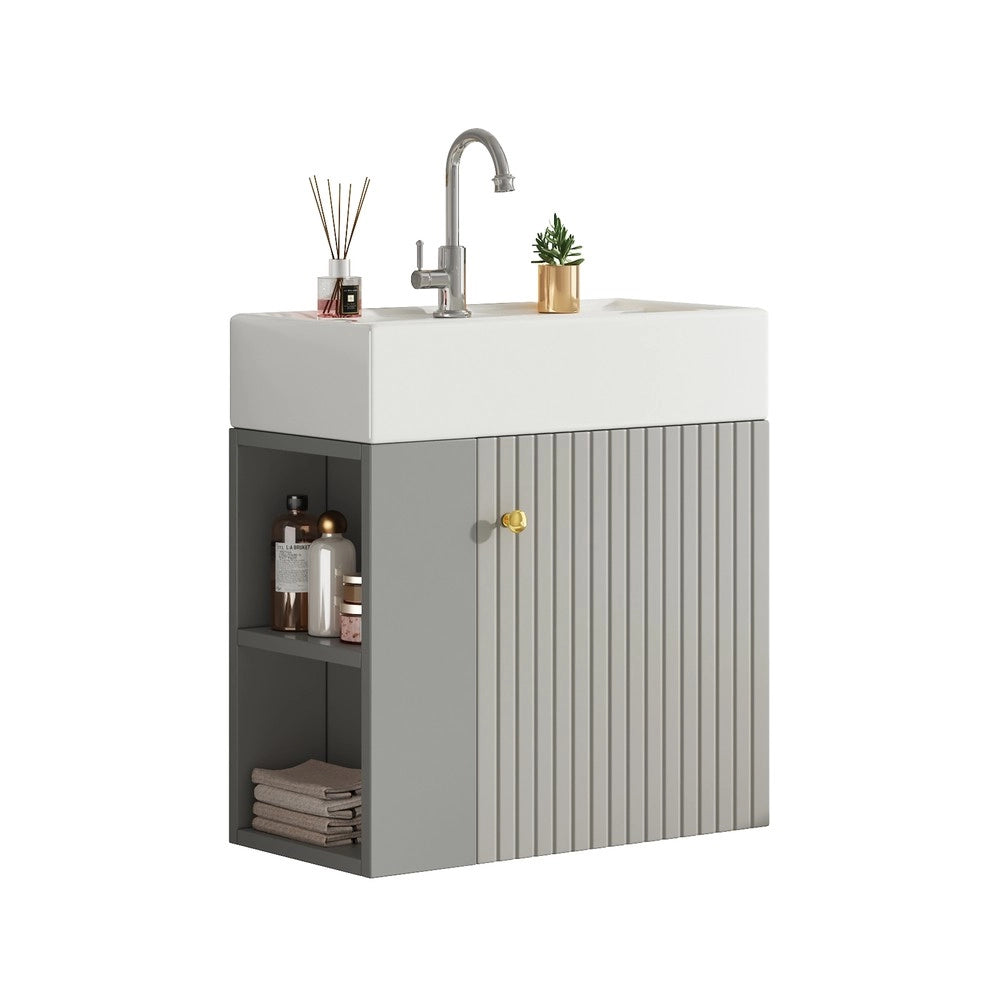 Mobile Bagno con Lavabo e Sottolavabo Pensile 55 cm ¨C Xylo ¨C Grigio Chiaro