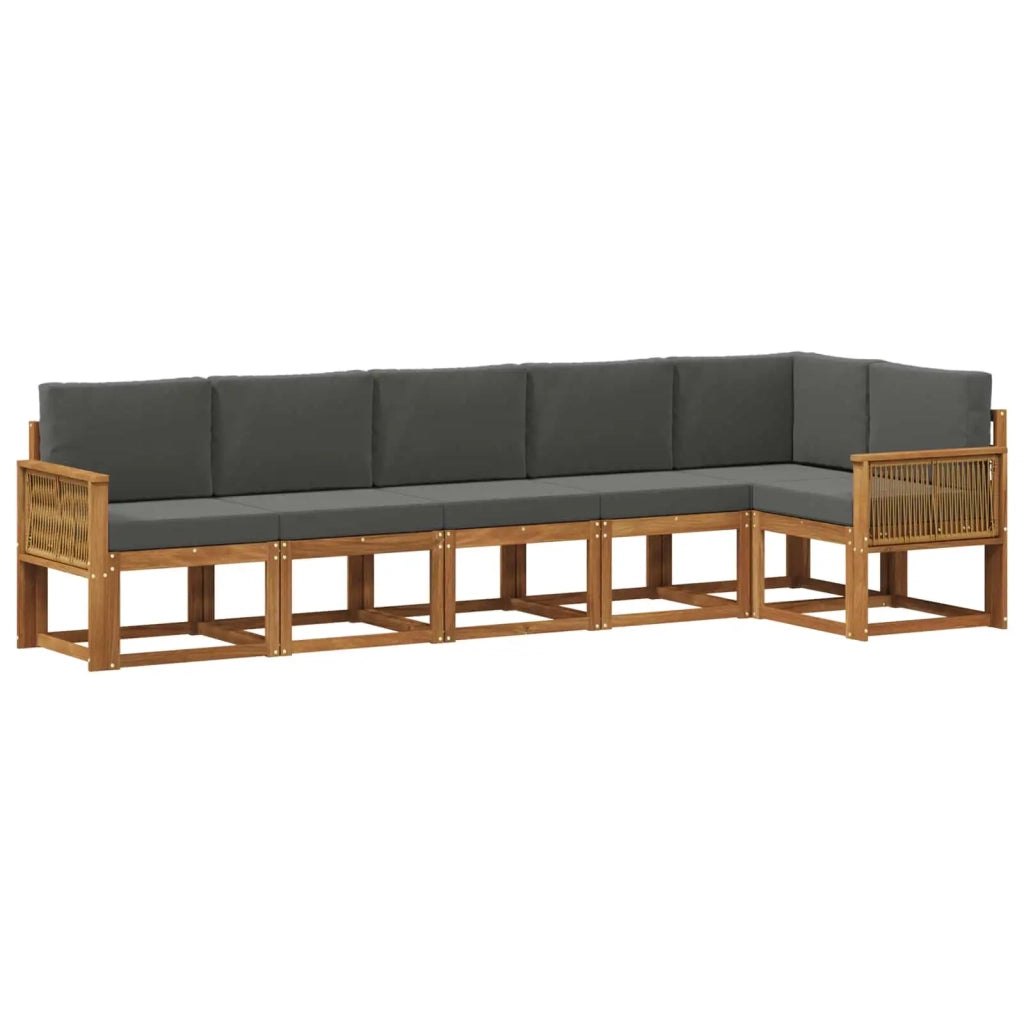 Set di divani da esterno 6 pz Naturale e Antracite Poliestere 3385258