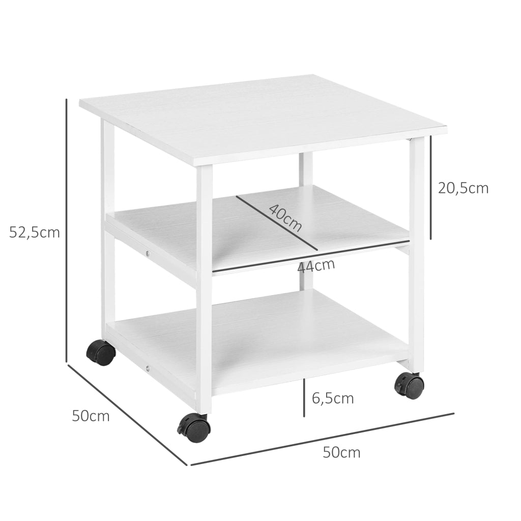 Scrivania per Computer con Stampante e Ruote ¨C Minimal ¨C Grigio 50x50x52.5 cm