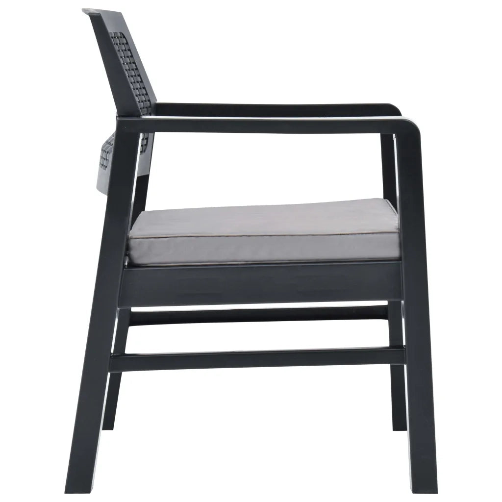 Set Divani da Giardino con Cuscini 3 pz | Set Salotto da Giardino in Plastica Grigio