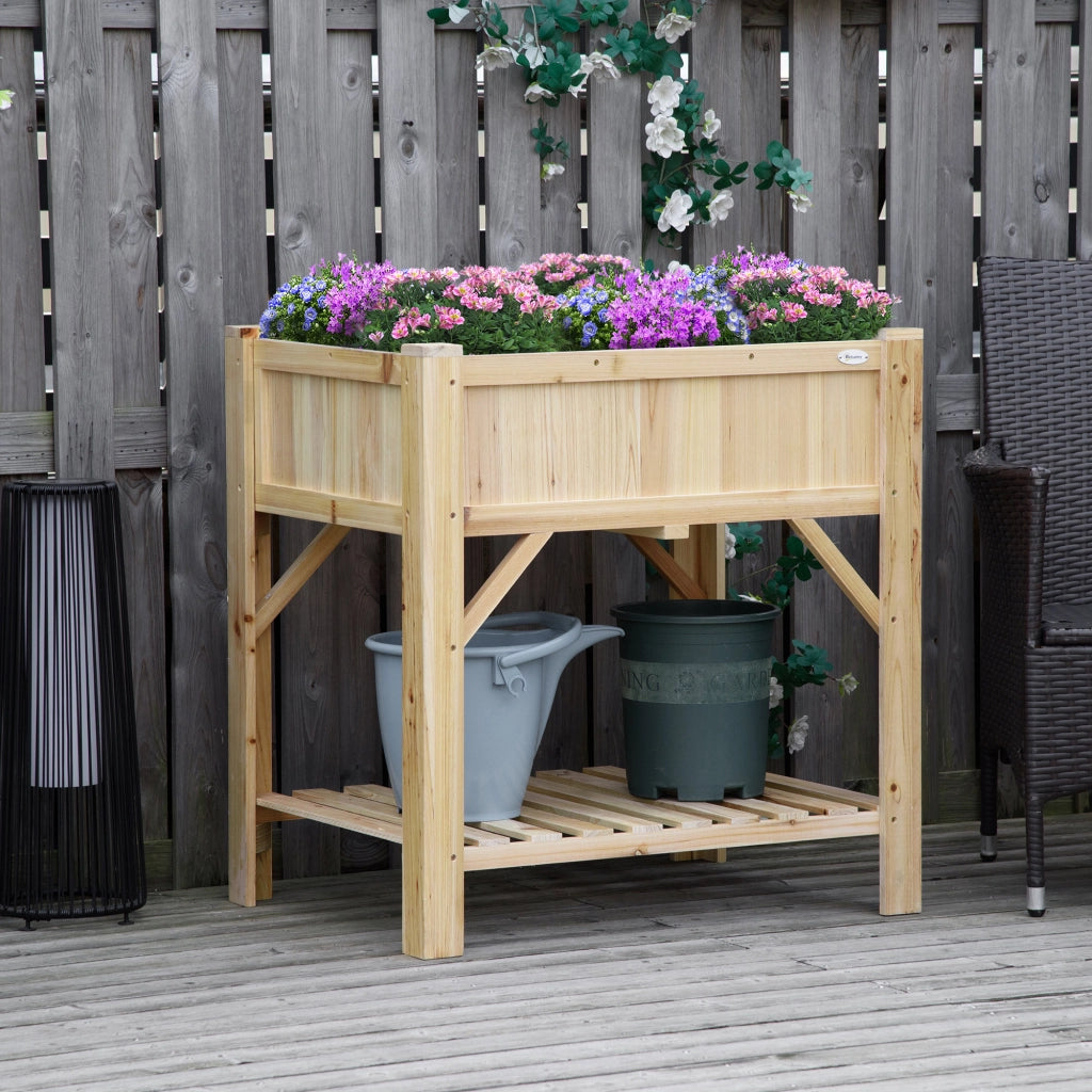 Letto Rialzato da Giardino ¨C Xylo ¨C Legno di Abete con 6 Scomparti, 78.5x58x81cm