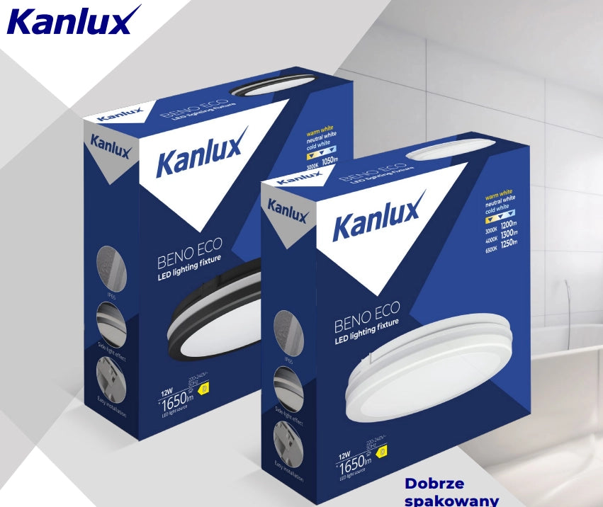 Plafoniera LED Kanlux BENO ECO nera 30cm 30W CCT IP65