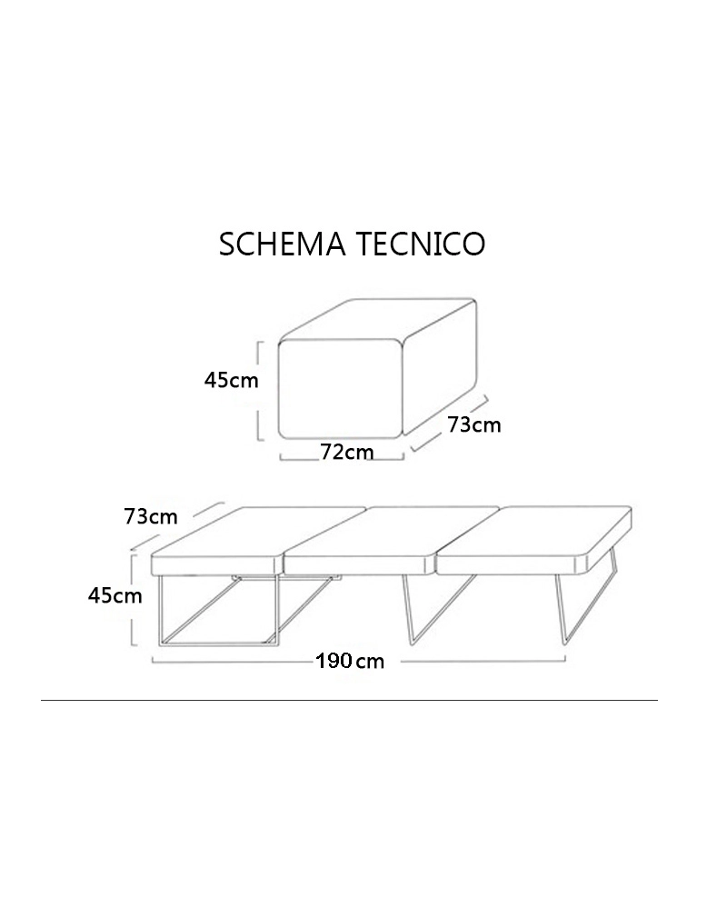 Pouf letto a scomparsa, letto richiubibile in microfibra marrone Sicorage Appy