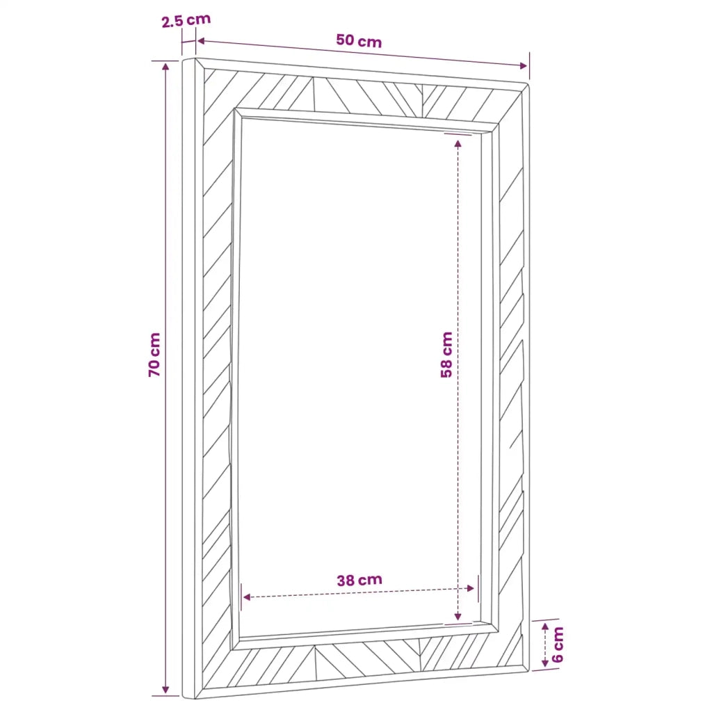 Specchio Montaggio a parete Marrone 70 x 50 x 3 cm Vetro 4018947