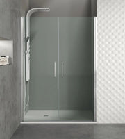 Box doccia frontale OPEN 2 porte battenti Nero Trasparente 110 cm (55+55) 107-110 cm
