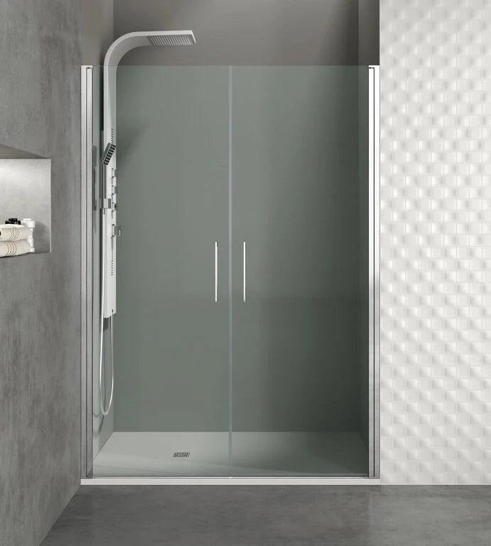 Box doccia frontale OPEN 2 porte battenti Nero Trasparente 110 cm (55+55) 107-110 cm