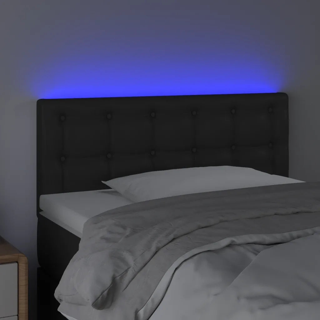 Testiera-Testata-Testiera Decorativa Nera a LED 100x5x78/88 cm in Similpelle 741201
