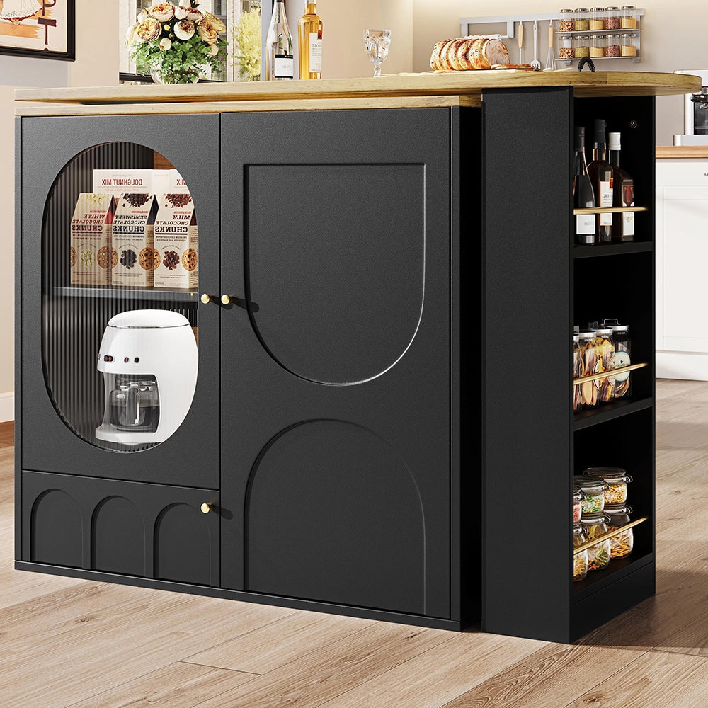 Tavolo bar rotante 360° - Xylo - con ripiano bianco/nero 138x39x102cm