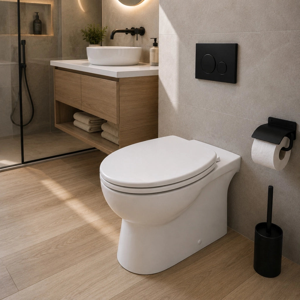 Sedile Copriwater Universale Per Bagno Wc MDF Bianco Con Cerniere Acciaio 52972