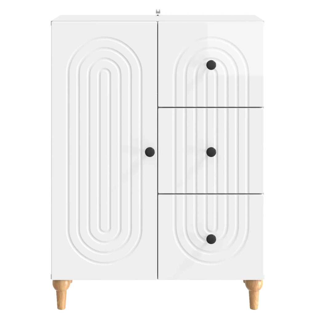 Credenza | Madia | Buffet da pranzo | Armadio da pranzo Bianco Lucido 66 x 34,5 x 90 cm Legno ingegnerizzato