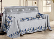 Telo Arredo Linea Pensieri Delicati In 100% Cotone Disegno Gnomi Colore Blu - Matrimoniale - Blu