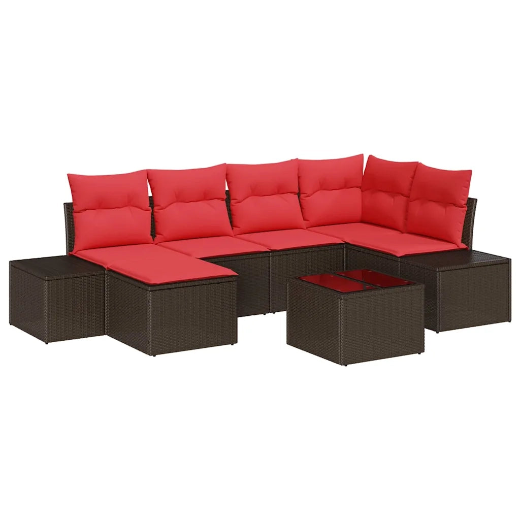 Set Divano da Giardino con cuscino 7 pcs Marrone polyrattan 3347144