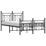 Letto matrimoniale | Letto per adulti | Giroletto con Testiera e Pediera Metallo Nero 120x190 cm