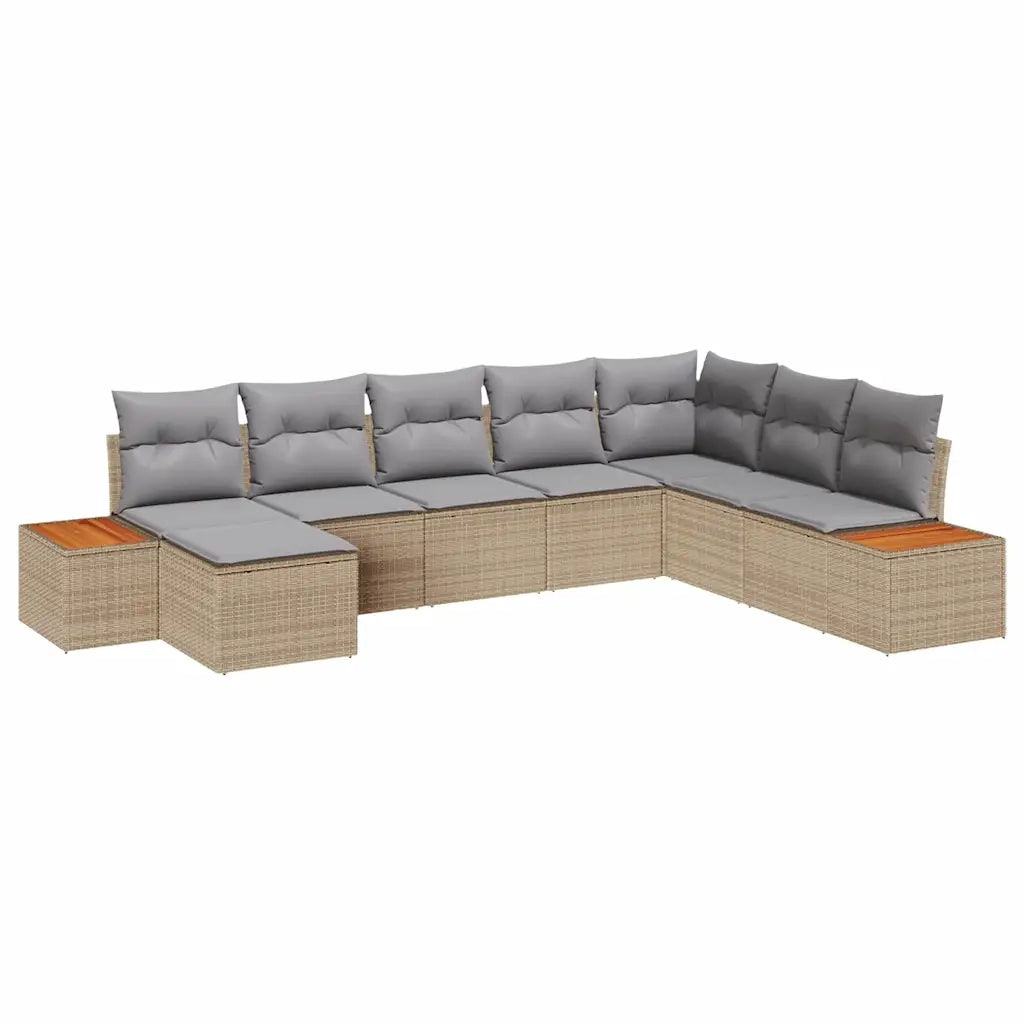 Set Divano da Giardino 9 pcs Beige e Grigio Chiaro Polyrattan 3356815