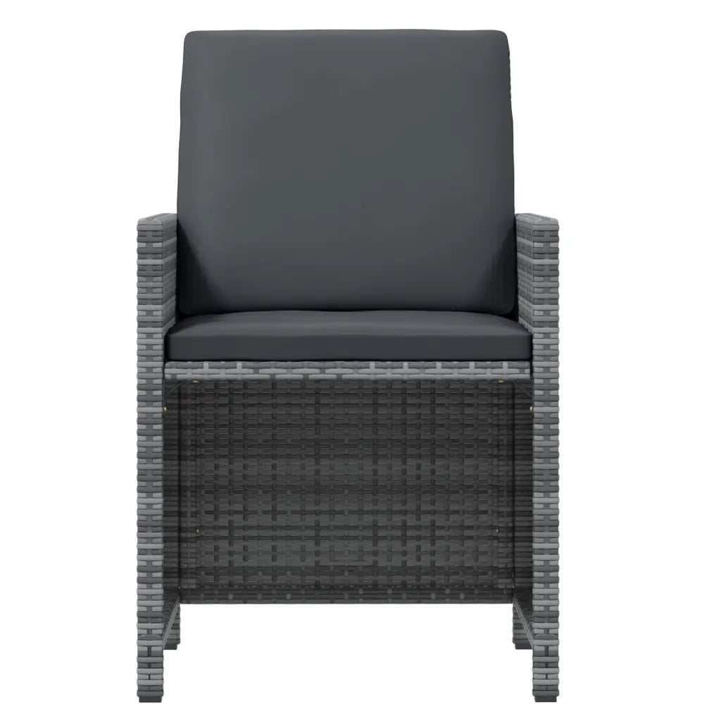 Set Pranzo da Giardino 9 pz con Cuscini in Polyrattan Grigio 3095525