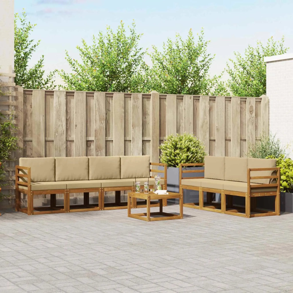 Set di divani da esterno con cuscino 8 pcs Naturale e Beige 3366101