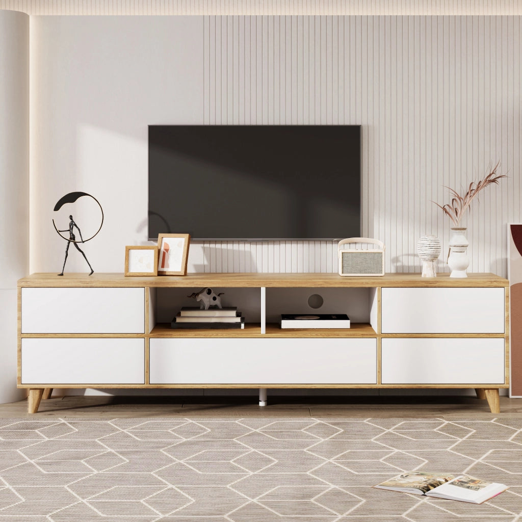 MOBILE TV 175x37x51 cm MDF Bianco e Legno