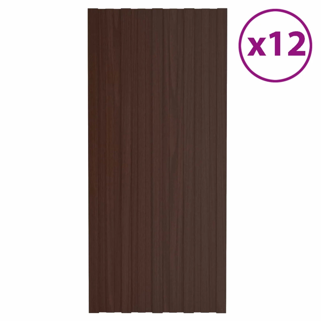 Pannello per tetto 12 pcs Marrone 100 x 45 cm Acciaio zincato 42047127