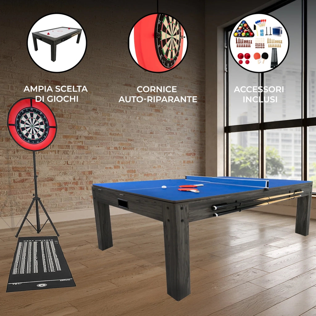Tavolo Multi Gioco 7-in-1 7ft (213 cm) Grigio con Freccette LED
