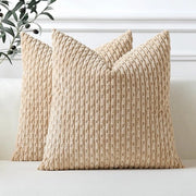 Set di 2 Copricuscini in Corduroy, Copricuscini Decorativi, Copricuscino morbido, Siercuscino, Cuscino per divano, Decorazione boho, Copricuscino per divano, Camera da letto, Salotto (Marrone, 55 x 55 cm)