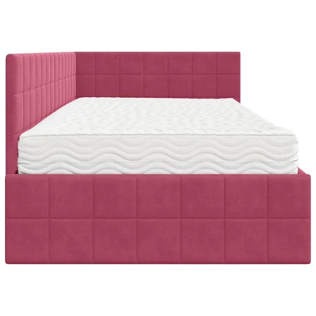 Struttura Letto Angolare con Materasso 2 pcs Verde Velluto 3393952