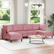 Set di mobili per il soggiorno con cuscino 6 pcs Rosa Velluto 3413747