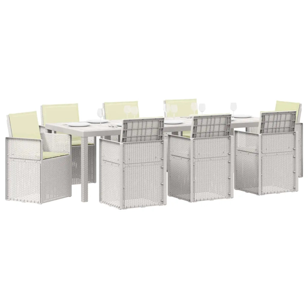 Set da Pranzo per Giardino con cuscino 9 pcs Bianco e Crema PP 3430095