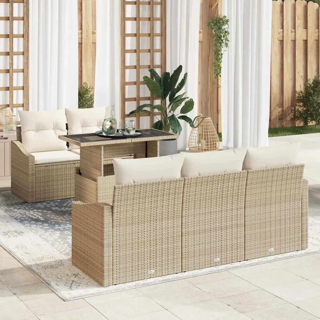Set Divano da Giardino 6 pcs Beige Poly Rattan 3357654