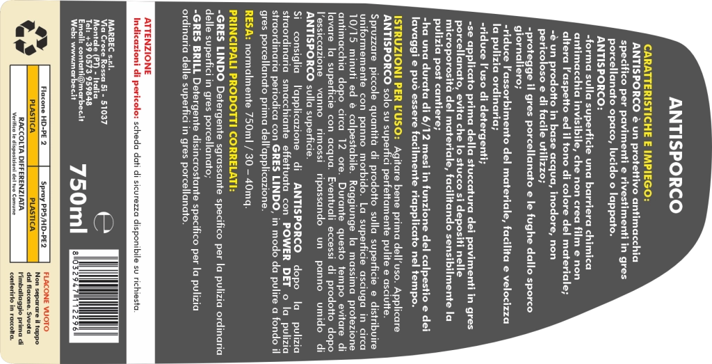 Antimacchia per gres ANTISPORCO   750ML
