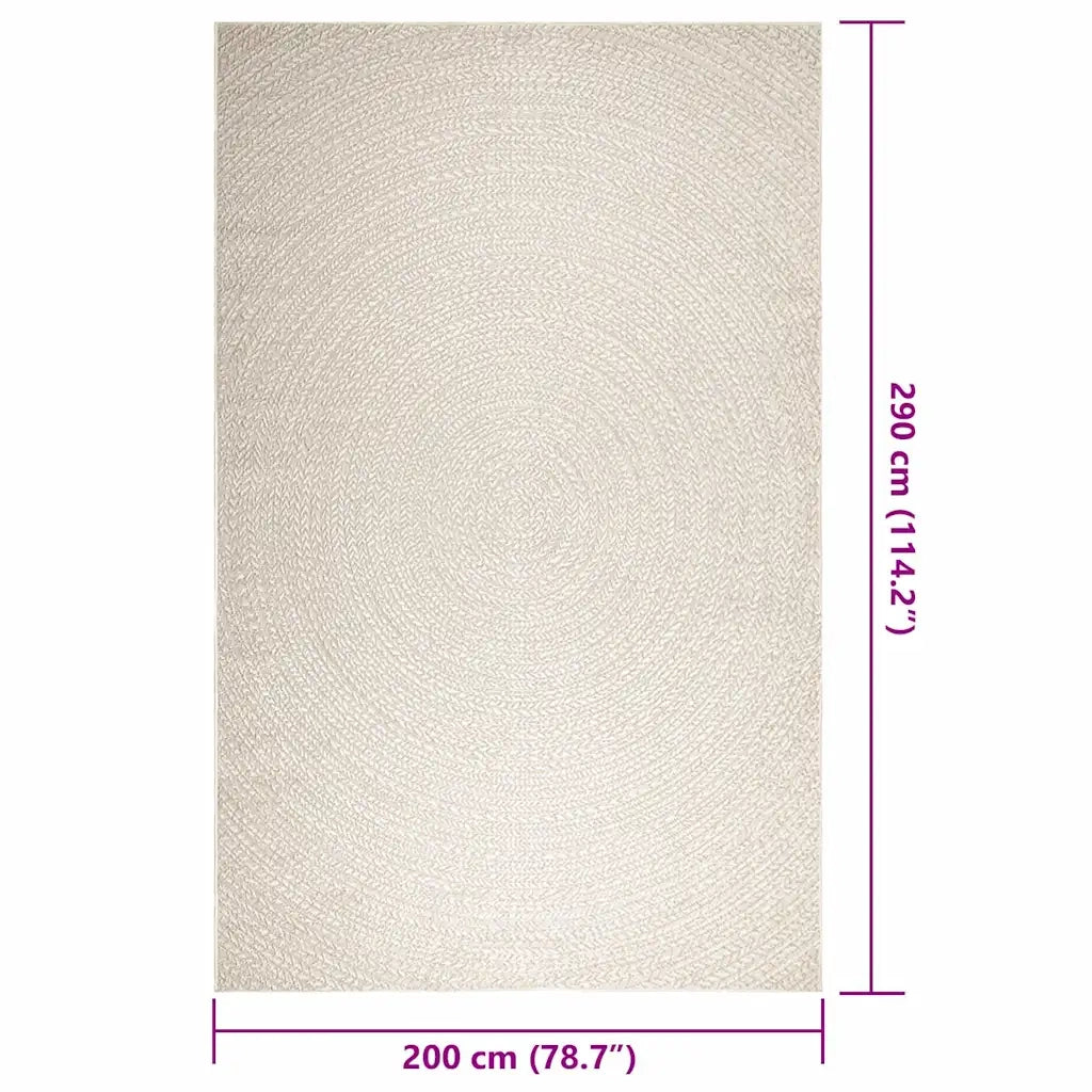 Tappeto ZIZUR Crema 200x290 cm Aspetto Iuta Interni ed Esterni 4010381
